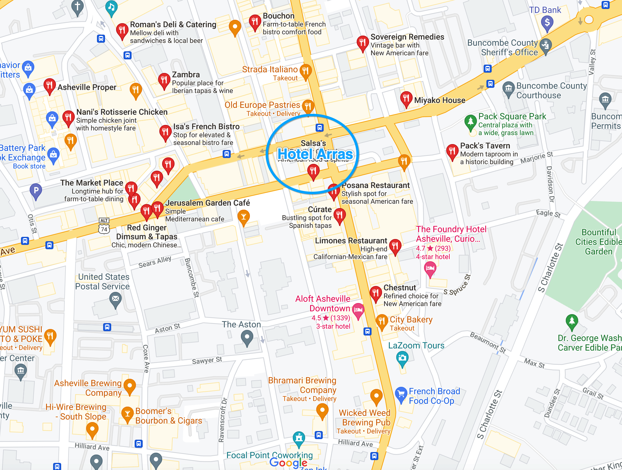 Tourist Map Of Downtown Asheville Nc