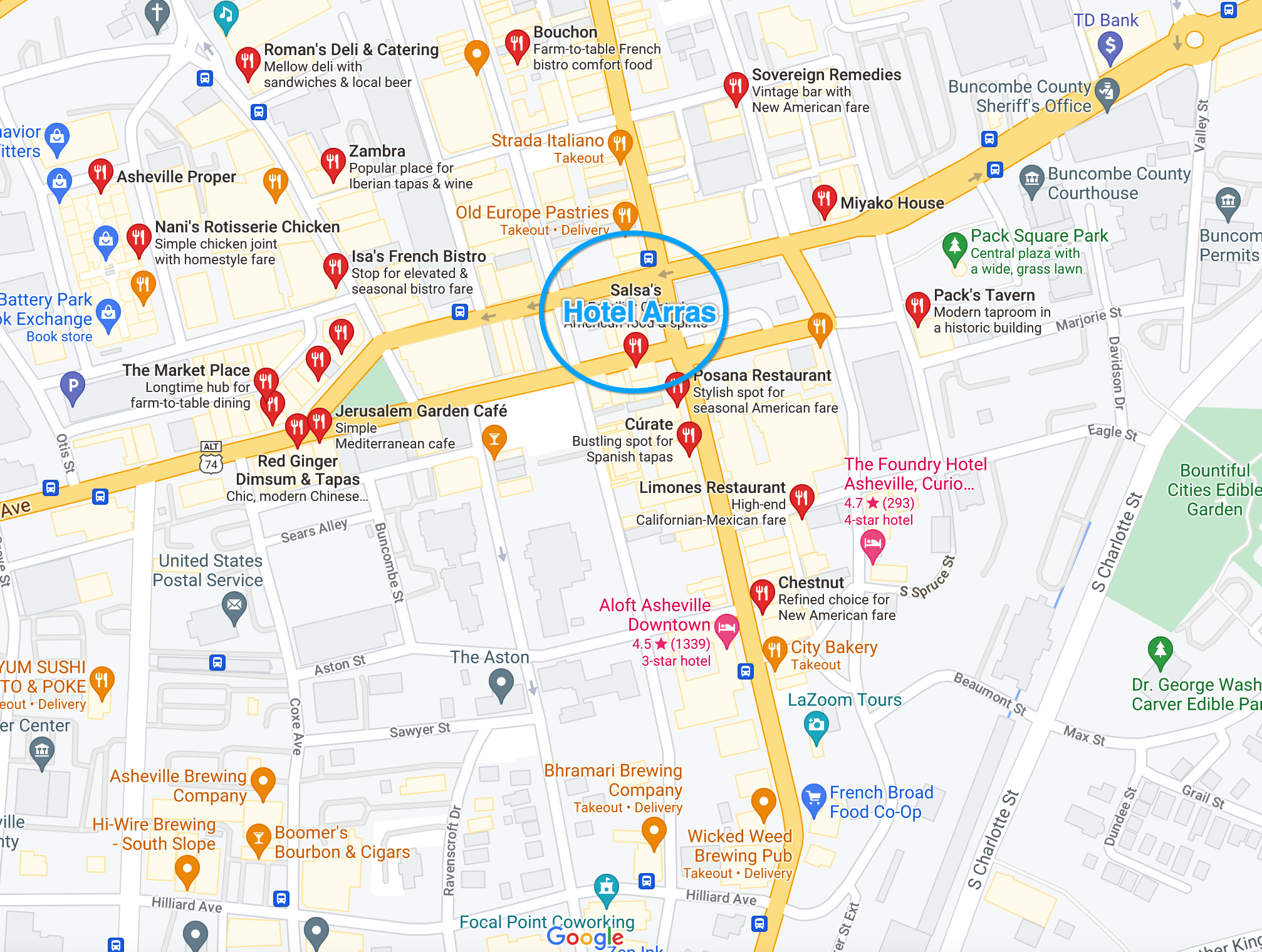 Downtown Asheville Map